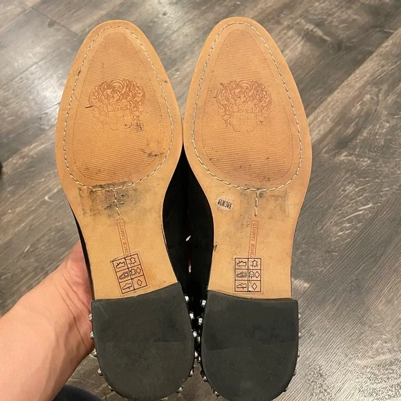 Black Vince Camuto Leather Loafers with Studs - Picture 4 of 5